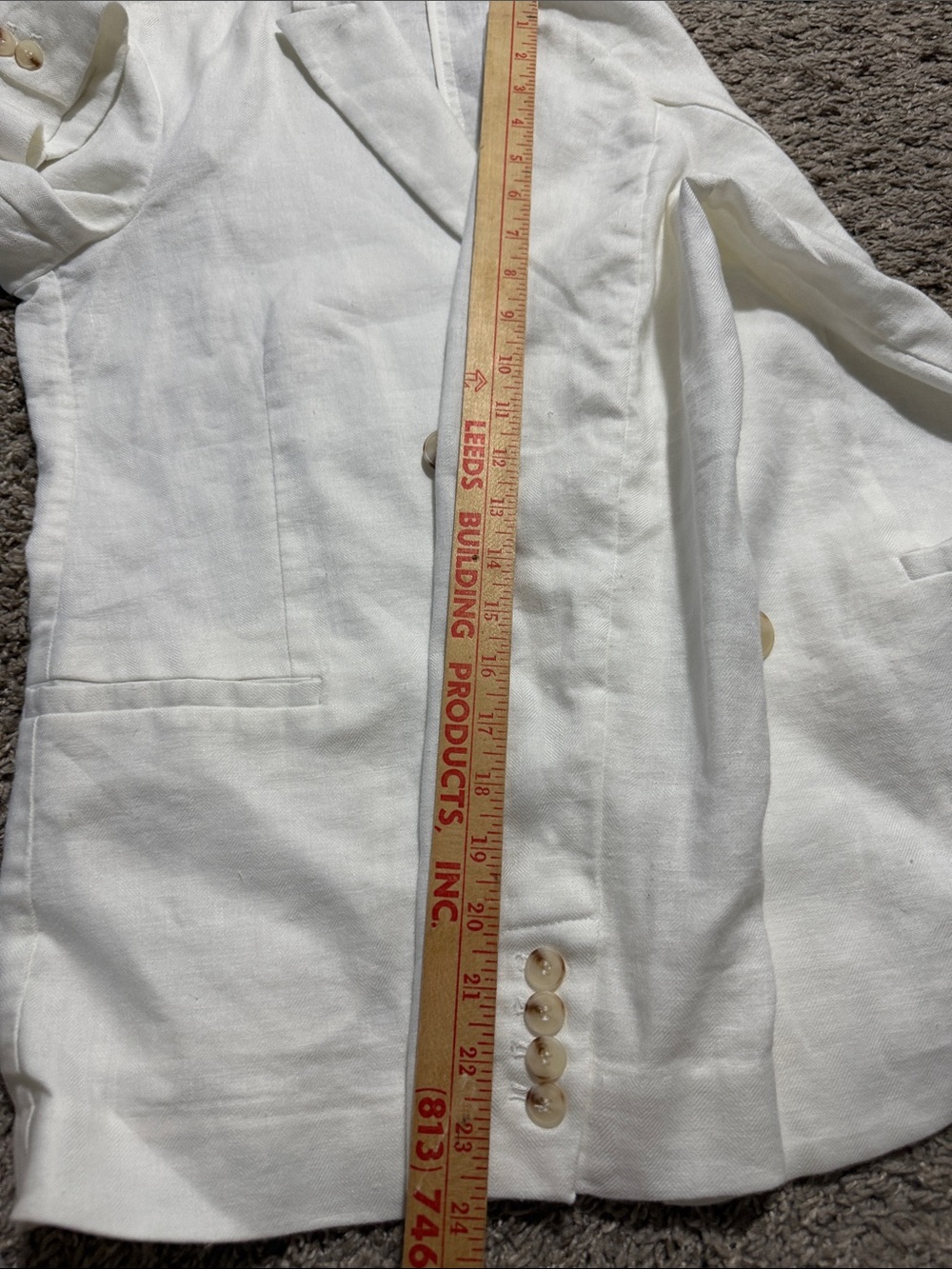 J. McLaughlin White Linen Blend Double Breasted Blazer Jacket NWOT Size 12 - Picture 7 of 11